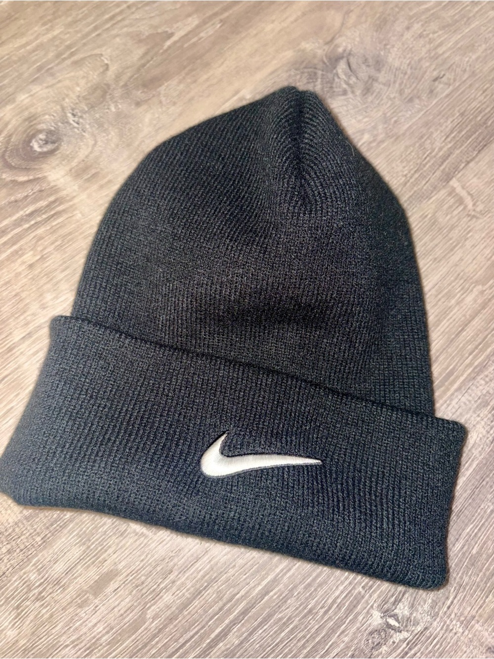 Nike Black Beanie with White Swoosh